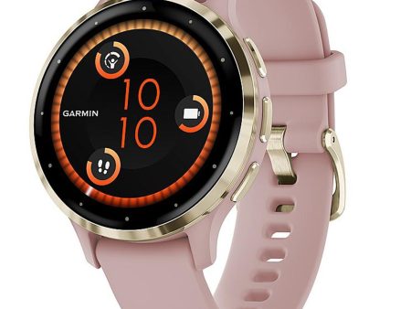 Garmin Venu 3S Health Fitness GPS Smartwatch Gold Steel Bezel w  Dust Rose Case (41mm) For Sale