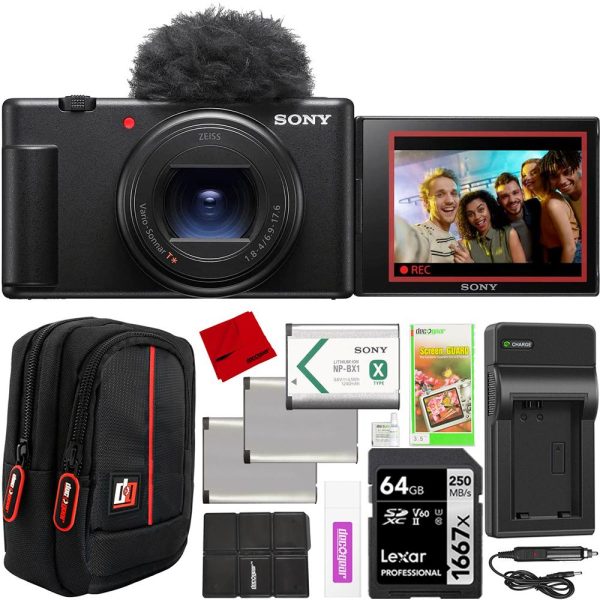 Sony ZV-1 II Vlog Camera Black 4K Digital Content Creator & Vlogger 3 Battery Bundle For Sale